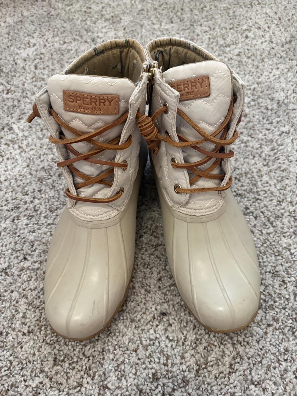 Sperry Duck Boots Size 8 Cream